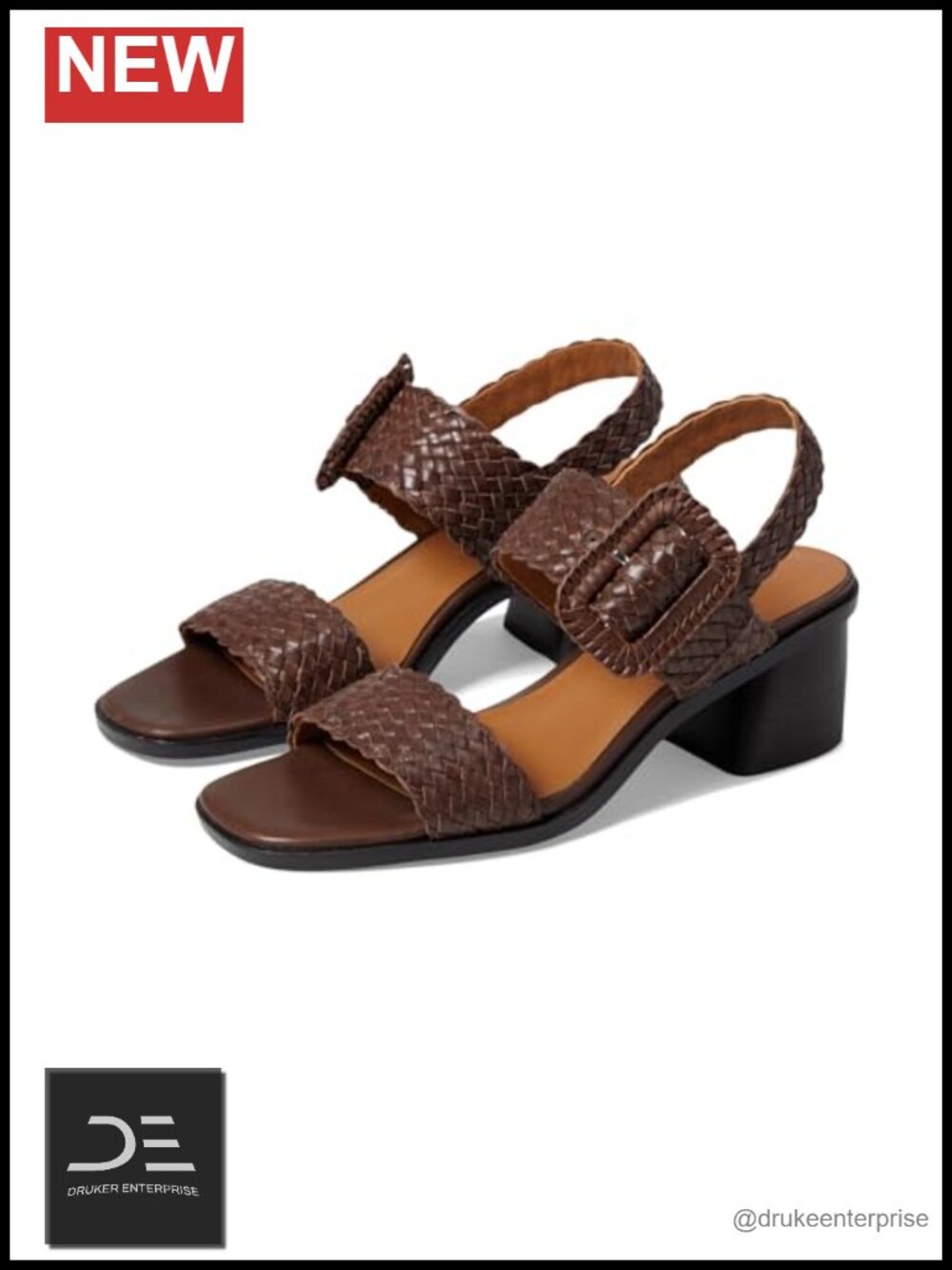 Beige Block Heel Sandals with Buckle & Memory Foam Insole - Women's Madylyn